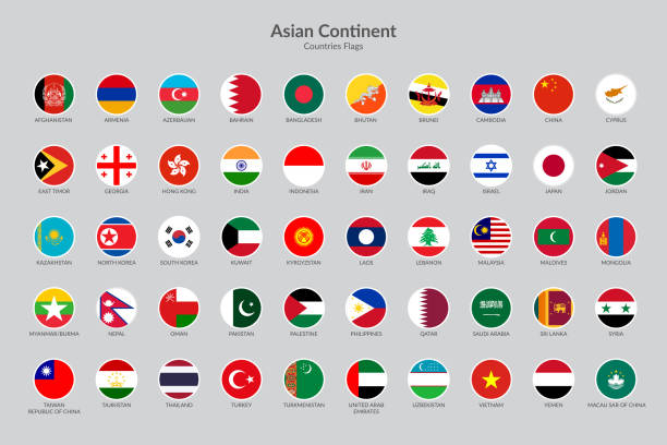 ilustrações de stock, clip art, desenhos animados e ícones de asian continent countries flag icons collection - iran vector saudi arabia kuwait