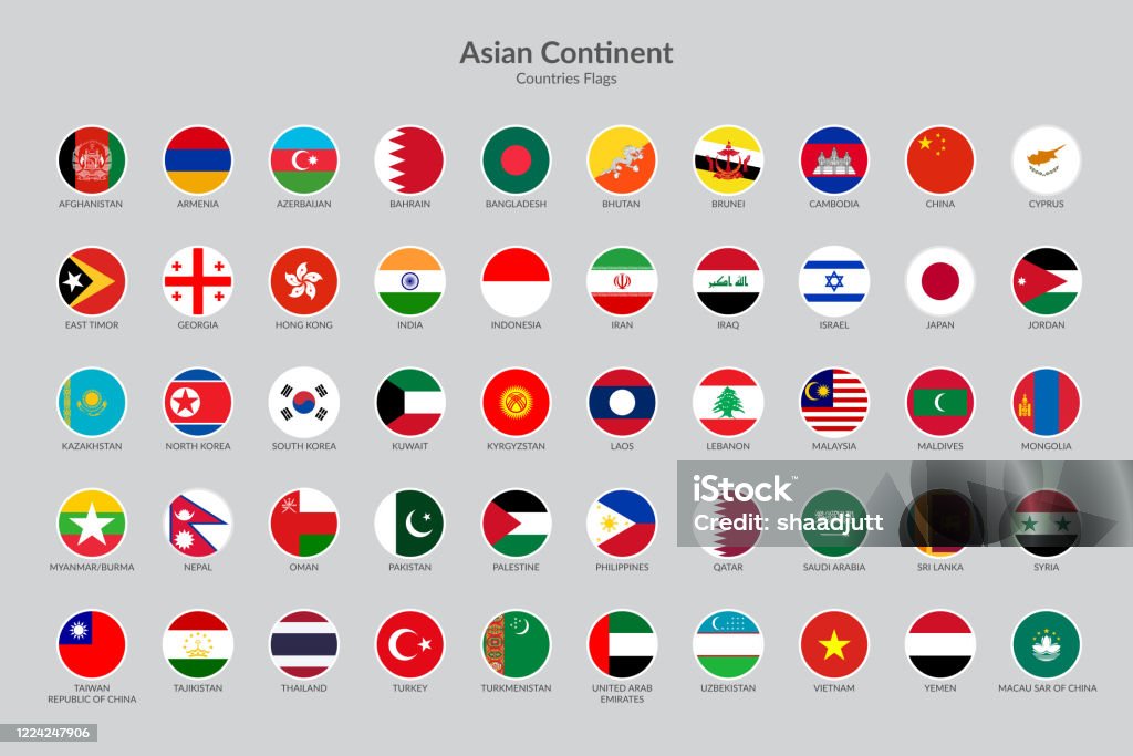 คอลเลกชันไอคอนค่าสถานะประเทศในทวีปเอเชีย ภาพประกอบสต็อก - ดาวน์โหลดรูปภาพตอนนี้ - ธงชาติ, ธง - สัญลักษณ์, รูปวงกลม - สองมิติ - iStock