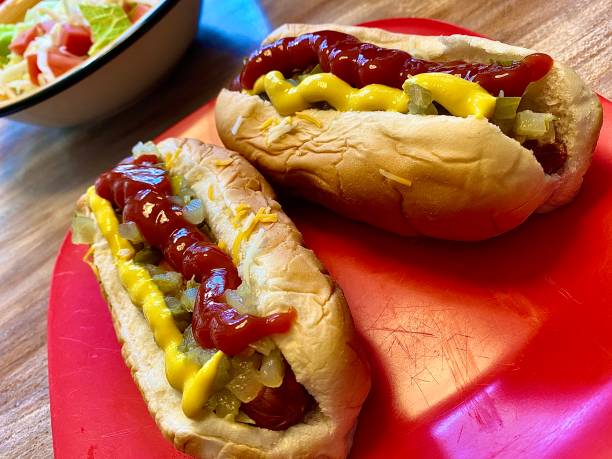 istock Hot Dogs with a Salad 1224248483