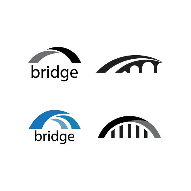 브리지 일루미네이션 로고 벡터 - suspension bridge 이미지 stock illustrations