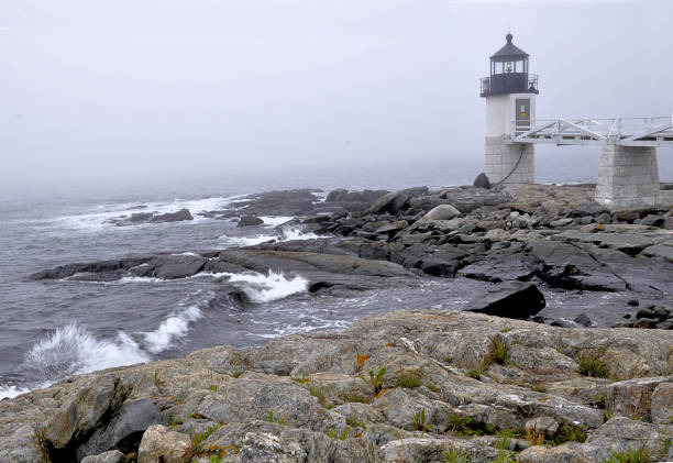 istock Rocky shoreline at Marshall Point Light, Port Clyde, Maine. 1224257000