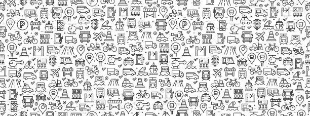 Vector illustration of Seamless Pattern with Transportation Icons