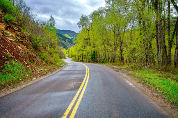 istock Mountain Road Twisting through Scenic Springtime Rural Scene 1224257289