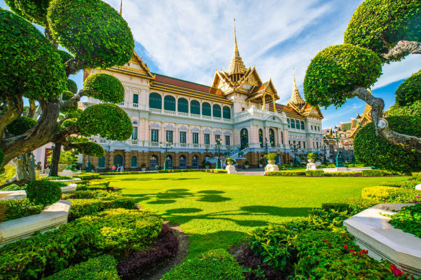 istock Grand palace in emerald buddhist temple green grass tree field sightseeing travel 1224259767