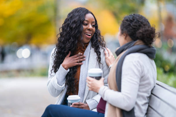 istock Friends bonding on coffee break in city's public park 1224263061