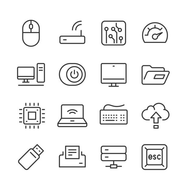 иконки компьютерных технологий — серия монолин - usb flash drive data symbol computer icon stock illustrations