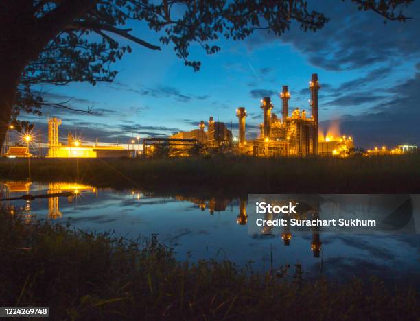 Power Plant Gas Turbine Electric In Amata Nakorn Industrial Estate Um Or Wat Luang Pho Toh Temple At Chonburi Province Thailand Stock Photo - Download Image Now