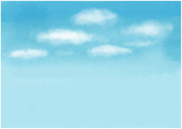 ilustraciones, imágenes clip art, dibujos animados e iconos de stock de estilo de acuarela azul cielo fondo de ilustración - sky watercolour paints watercolor painting cloud