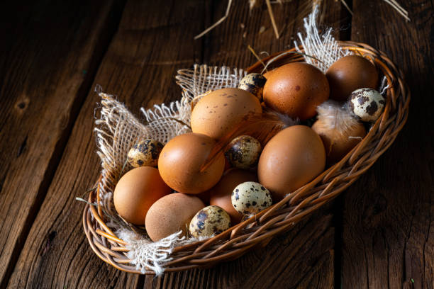 istock Fresh eggs straight from the farm in a basket 1224281027