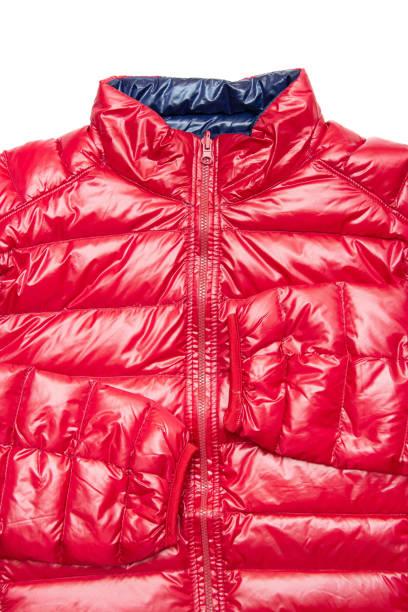 istock Blue and red full zipper windbreaker down jacket, 1224282261