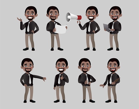 Set of business people with different poses