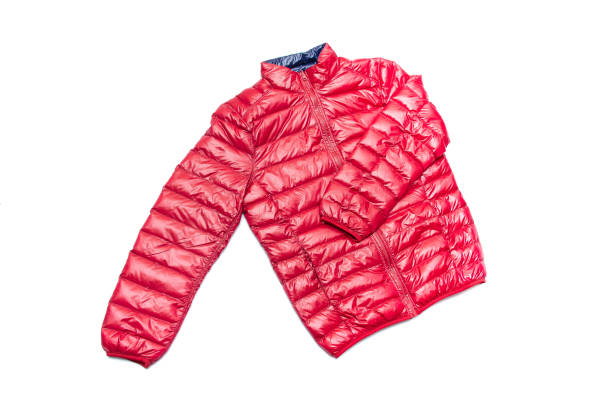 istock Blue and red full zipper windbreaker down jacket, 1224282404