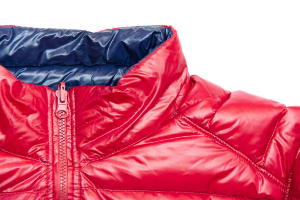 istock Blue and red full zipper windbreaker down jacket, 1224282531