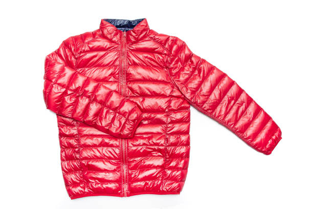 istock Blue and red full zipper windbreaker down jacket, 1224282616