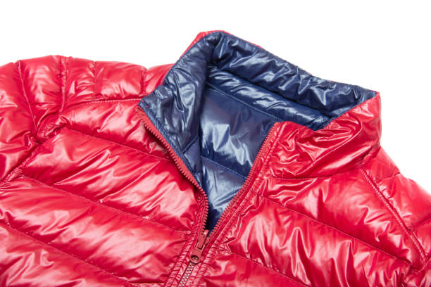 istock Blue and red full zipper windbreaker down jacket, 1224283214
