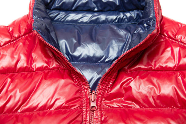 istock Blue and red full zipper windbreaker down jacket, 1224283298