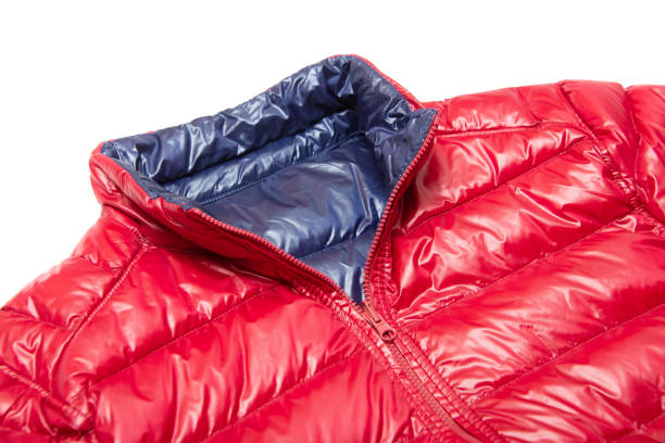 istock Blue and red full zipper windbreaker down jacket, 1224283378