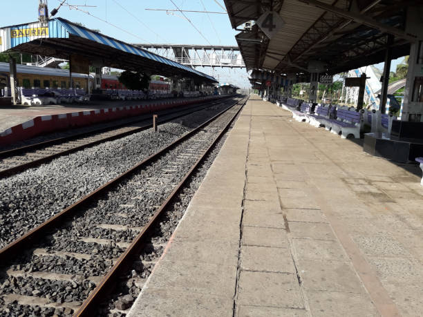 istock empty railway station because of public curfew or lockdown in India. 1224283443