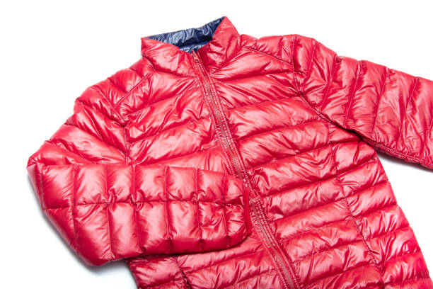 istock Blue and red full zipper windbreaker down jacket, 1224283447