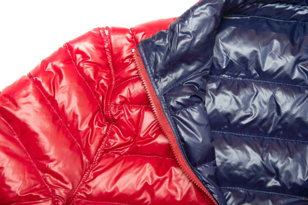istock Blue and red full zipper windbreaker down jacket, 1224283541