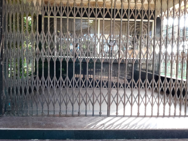 istock close railway ticket counter because of public curfew or lockdown in India. 1224283621