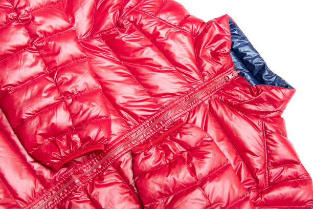 istock Blue and red full zipper windbreaker down jacket, 1224283635