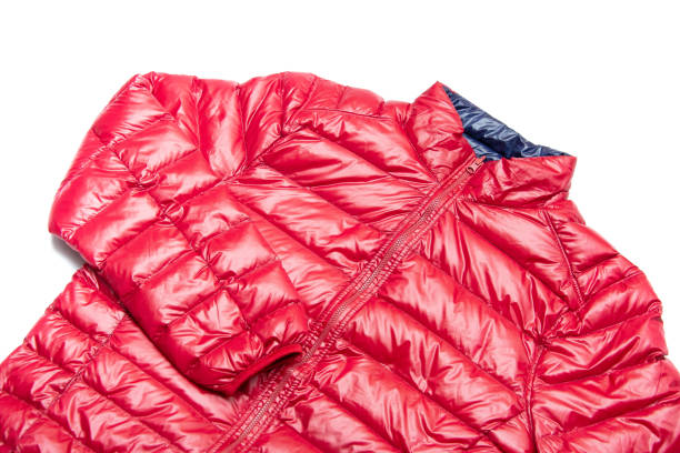 istock Blue and red full zipper windbreaker down jacket, 1224283700