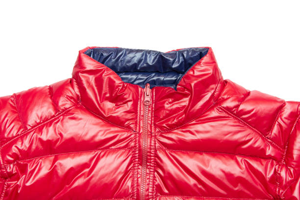 Blue and red full zipper windbreaker down jacket,