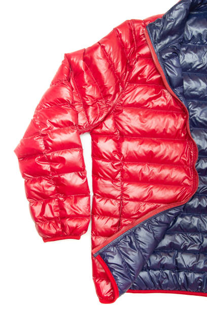 istock Blue and red full zipper windbreaker down jacket, 1224284383