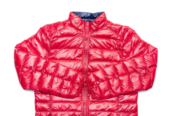 istock Blue and red full zipper windbreaker down jacket, 1224284401