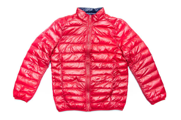 Blue and red full zipper windbreaker down jacket,