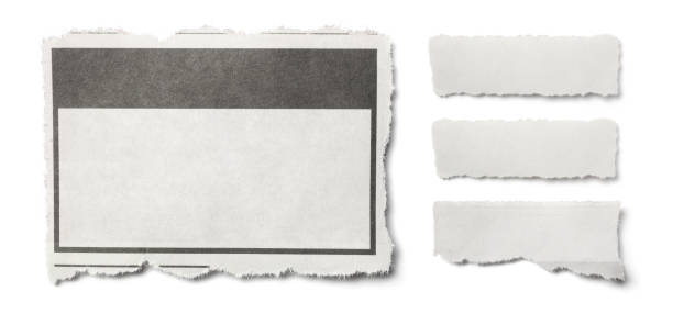 istock Front View of Assorted Torn Pieces of Newspaper on White Background 1224287662