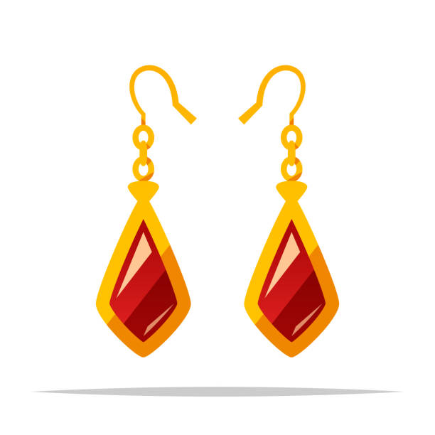 ilustrações de stock, clip art, desenhos animados e ícones de gemstone earrings jewelry vector isolated illustration - earring