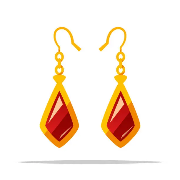 Vector illustration of Gemstone earrings jewelry vector isolated illustration