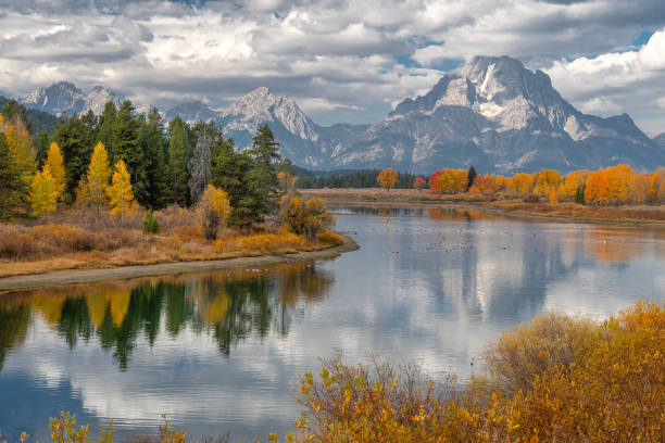 istock Alpine lake and colorful trees with reflection and mountain landscape 1224289860