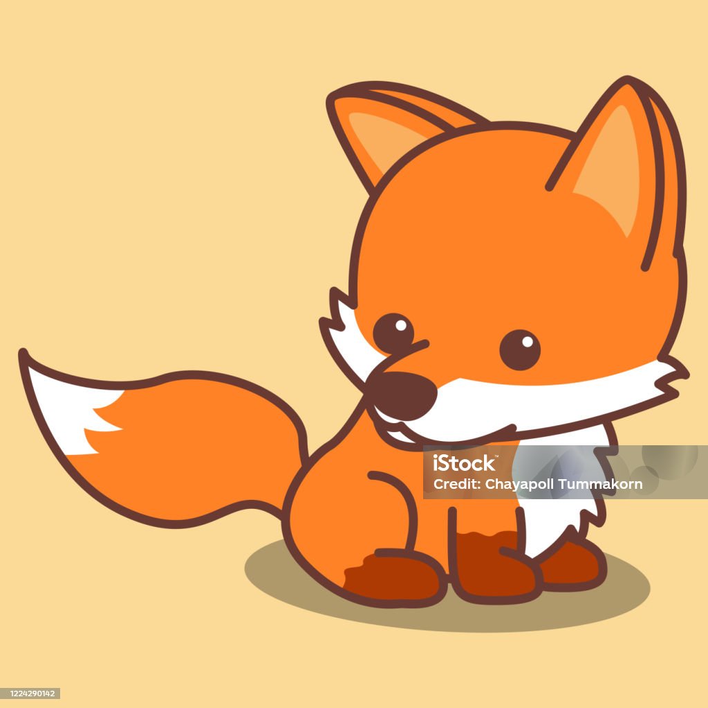 Dễ Thương Con Cáo Ngồi Biểu Tượng Hoạt Hình Minh Họa Vector Hình ...