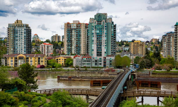 Railway at the Waterfront of New Westminster  City stock photo