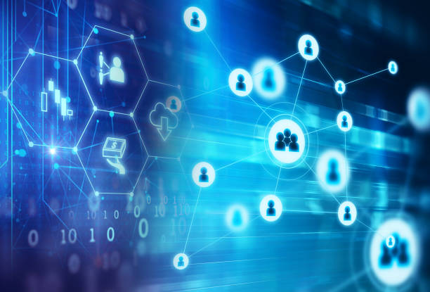 istock abstract illustration background with user icon and connecting dots . 1224292157