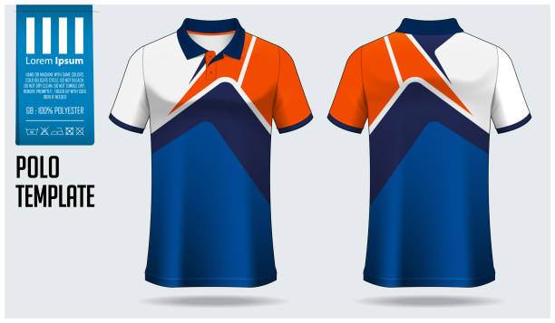 ilustrações de stock, clip art, desenhos animados e ícones de polo shirt mockup template design for soccer jersey, football kit or sportswear. sport uniform in front view and back view. t-shirt mock up for sport club. fabric pattern. shirt mockup vector - soccer sports uniform soccer uniform jersey