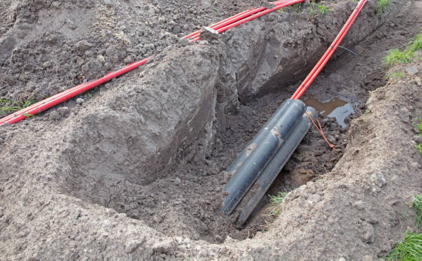 istock Installation of underground cable; electricity, internet or something else 1224296687