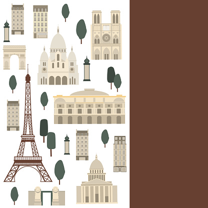 Paris. Vector  background with Paris landmarks