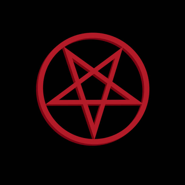 istock The inverted pentagram circumscribed by a circle (also known as a pentacle) is often used to represent Satanism. The upside-down star in the circle on red color that shows the connection to Satan. 1224308577