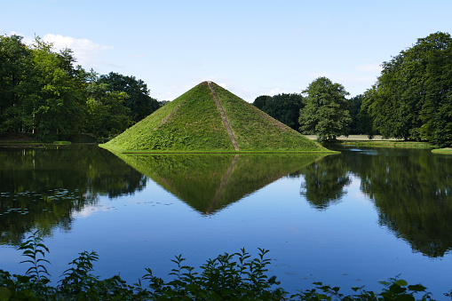 Cottbus, Germany - September 05, 2015: Water pyramid in the famous Branitz Park of the Fürst Hermann of Pückler-Muskau in Cottbus (Brandenburg, Germany)