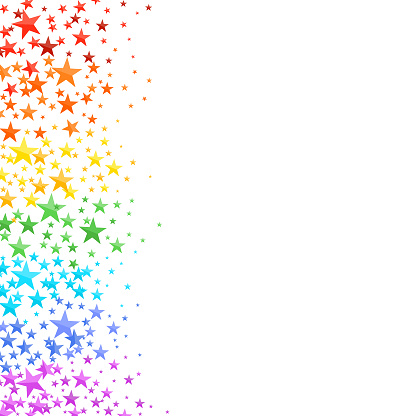 Rainbow Sparkle star on white background.