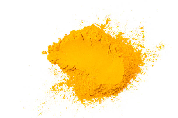 istock Turmeric powder isolated on white background. Top view. 1224313238
