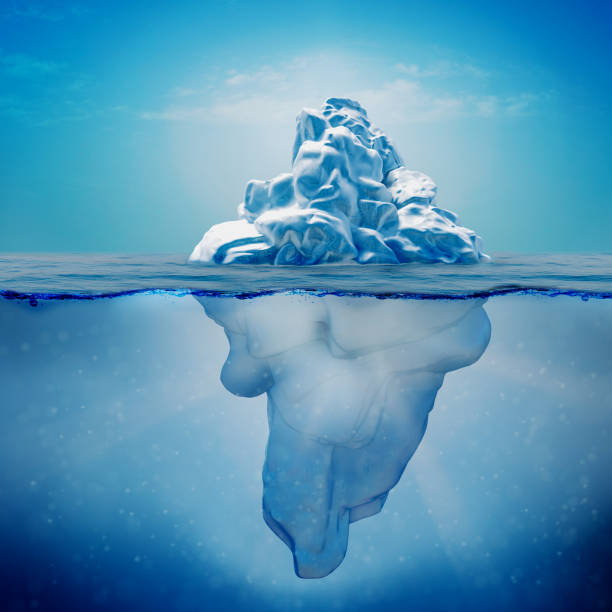 istock 3d render of iceberg, water level side view 1224313320