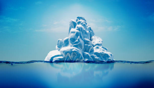 istock 3d render of iceberg, water level side view 1224313365