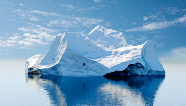 istock 3d render of iceberg, water level side view 1224313403