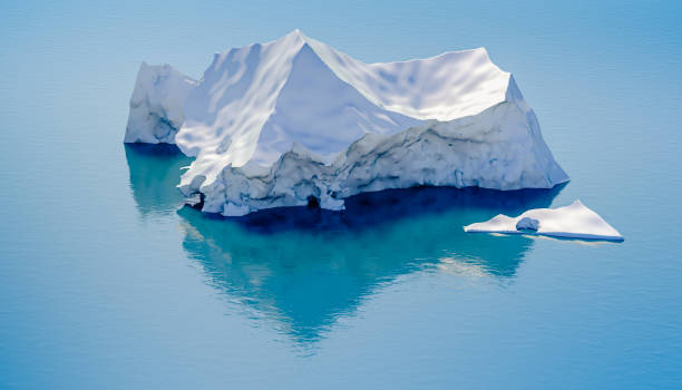 istock 3d render of iceberg, water level side view 1224313441