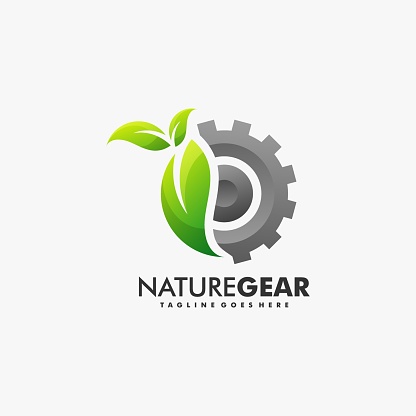 Vector Illustration Nature Gear Gradient Colorful Style.